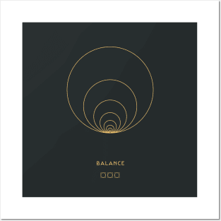 Balanced Concentric Circles: Fibonacci Golden Ratio Element Posters and Art